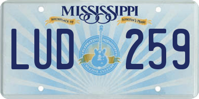 MS license plate LUD259