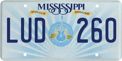 MS license plate LUD260