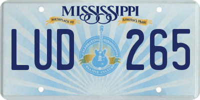 MS license plate LUD265