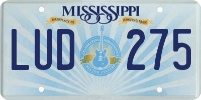 MS license plate LUD275