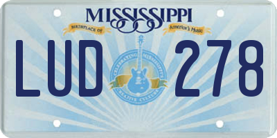 MS license plate LUD278