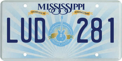 MS license plate LUD281