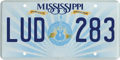 MS license plate LUD283