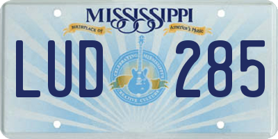 MS license plate LUD285