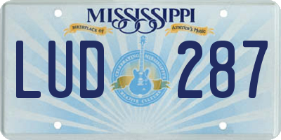 MS license plate LUD287