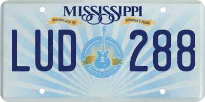 MS license plate LUD288