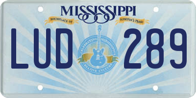MS license plate LUD289