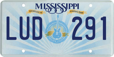MS license plate LUD291