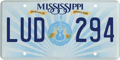 MS license plate LUD294