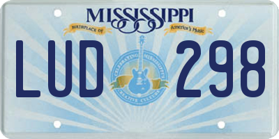 MS license plate LUD298