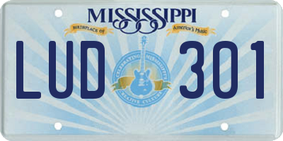 MS license plate LUD301