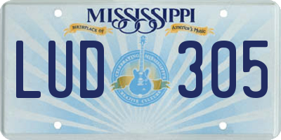 MS license plate LUD305