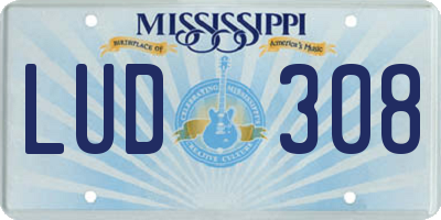MS license plate LUD308