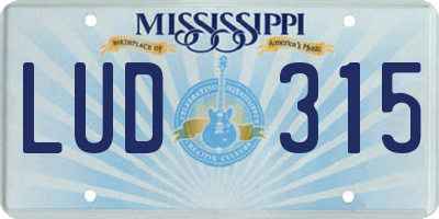 MS license plate LUD315