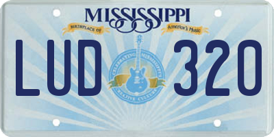 MS license plate LUD320