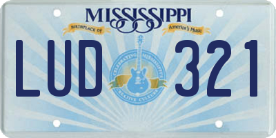 MS license plate LUD321