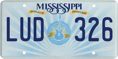 MS license plate LUD326