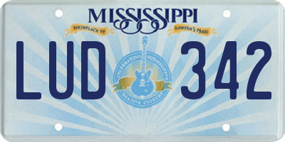 MS license plate LUD342