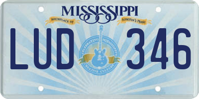 MS license plate LUD346