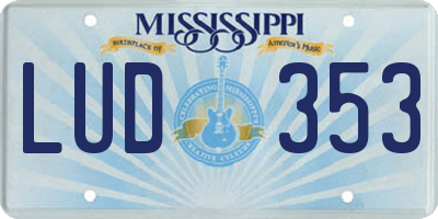 MS license plate LUD353