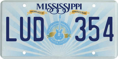 MS license plate LUD354