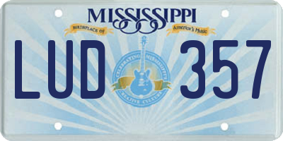MS license plate LUD357
