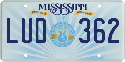 MS license plate LUD362