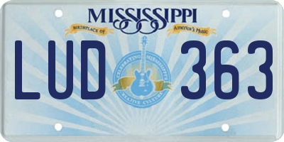 MS license plate LUD363