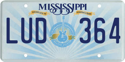 MS license plate LUD364