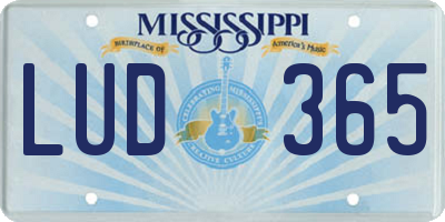 MS license plate LUD365