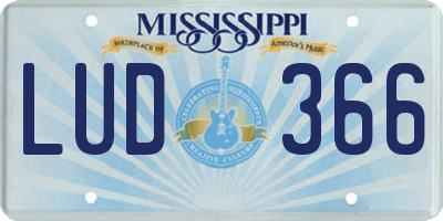 MS license plate LUD366