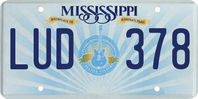 MS license plate LUD378