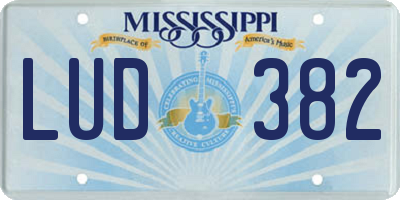 MS license plate LUD382
