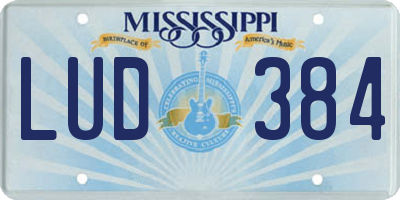 MS license plate LUD384