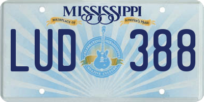 MS license plate LUD388