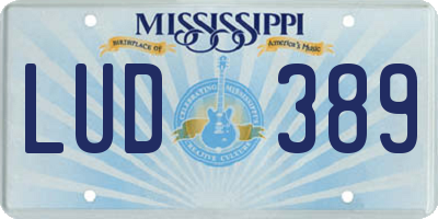 MS license plate LUD389