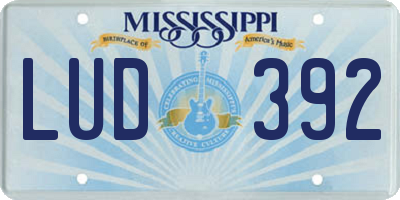 MS license plate LUD392