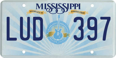 MS license plate LUD397