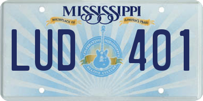 MS license plate LUD401
