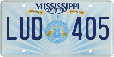 MS license plate LUD405
