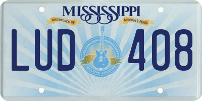 MS license plate LUD408