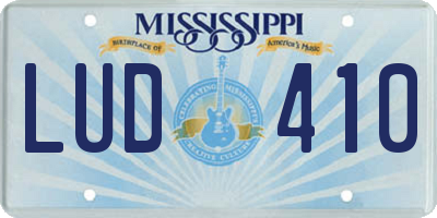 MS license plate LUD410
