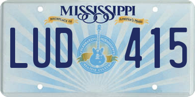 MS license plate LUD415