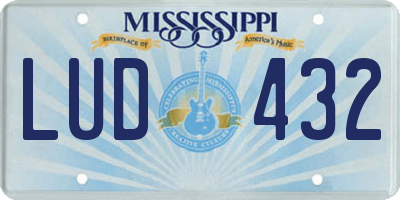 MS license plate LUD432