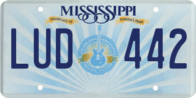MS license plate LUD442