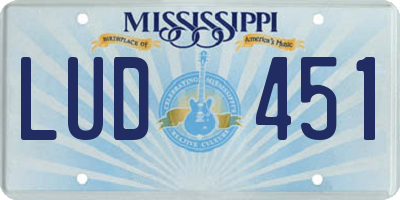 MS license plate LUD451