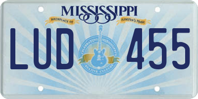 MS license plate LUD455