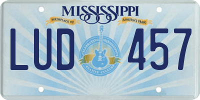 MS license plate LUD457
