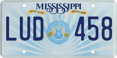 MS license plate LUD458
