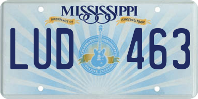 MS license plate LUD463